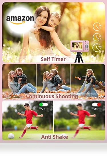 FHD 1080P Digital Camera with 16X Zoom Anti Shake, Compact Camera for Kids — Compact Digital Cameras, CAMKORY