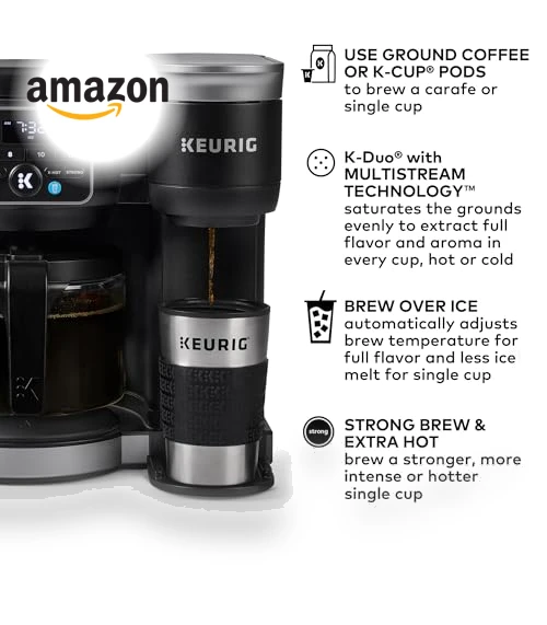 Hot & Iced Single Serve & Carafe Coffee Maker with MultiStream Technology — Coffee & Espresso Combos, Keurig