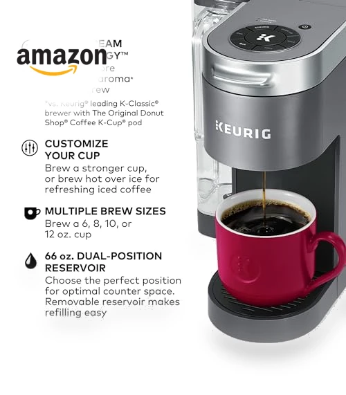 Single Serve K-Cup Pod Coffee Maker, MultiStream Technology, 4 Brew Sizes, Gray — Single-Cup Coffee Makers, Keurig