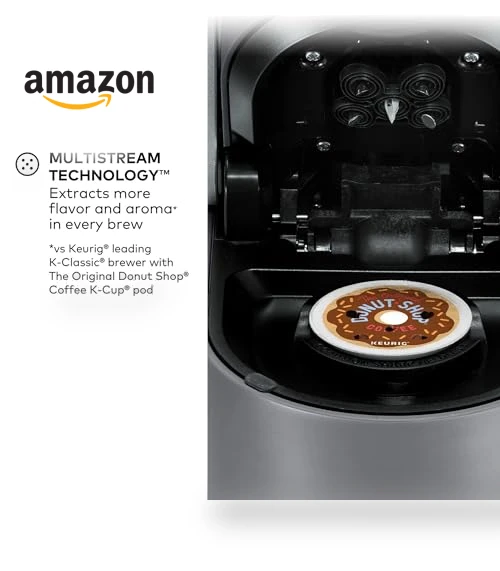 Single Serve K-Cup Pod Coffee Maker, MultiStream Technology, 4 Brew Sizes, Gray — Single-Cup Coffee Makers, Keurig