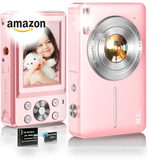 FHD 1080P Kids Camera 44MP Point and Shoot Digital Camera with 32GB Card — Portable Media Devices & Accessories, Nsoela