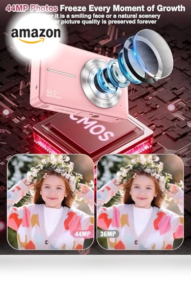 FHD 1080P Kids Camera 44MP Point and Shoot Digital Camera with 32GB Card — Portable Media Devices & Accessories, Nsoela