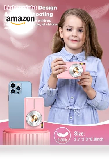 FHD 1080P Kids Camera 44MP Point and Shoot Digital Camera with 32GB Card — Portable Media Devices & Accessories, Nsoela