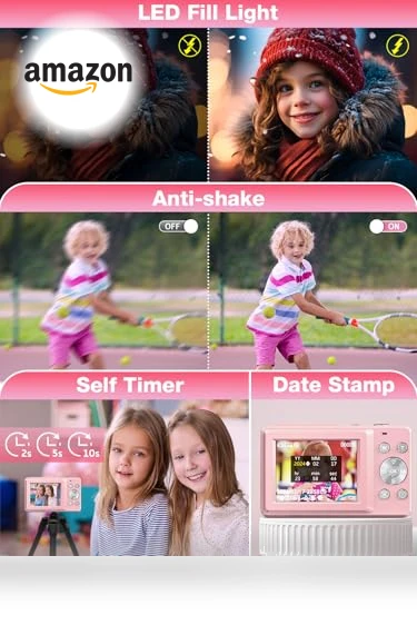 FHD 1080P Kids Camera 44MP Point and Shoot Digital Camera with 32GB Card — Portable Media Devices & Accessories, Nsoela