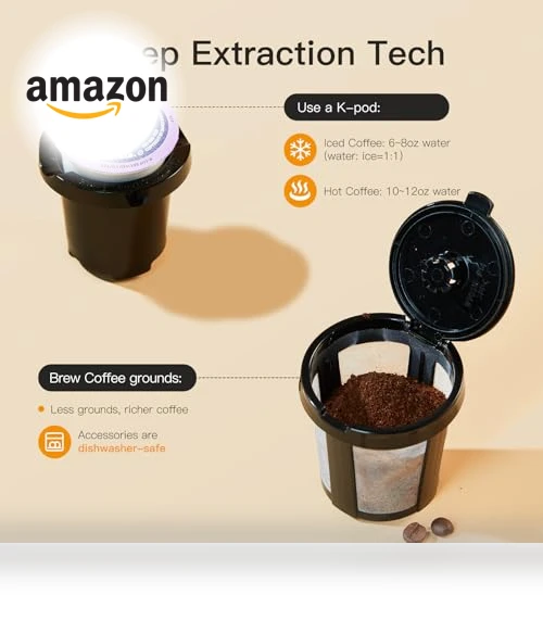 Mini Hot and Iced Coffee Maker Single Serve for K Cup and Ground Coffee — Coffee & Espresso Combos, Tastyle