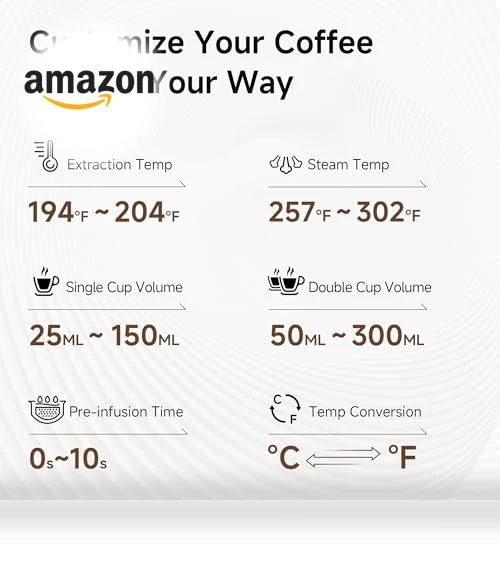Programmable Espresso Machine with Adjustable Temperature and Cup Volume — Coffee & Espresso Combos, HIBREW