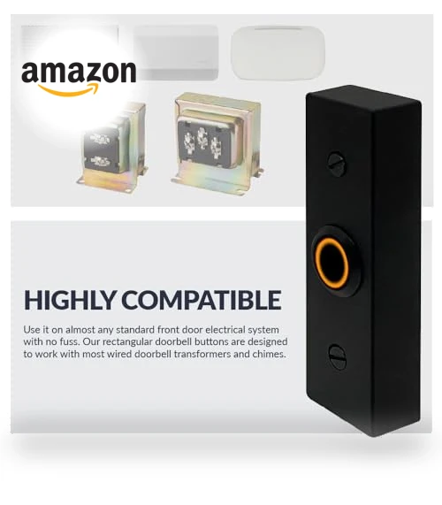 Rectangular Lighted Wired Metal Doorbell Button — Push Buttons, Newhouse Hardware