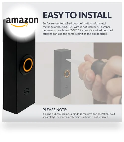 Rectangular Lighted Wired Metal Doorbell Button — Push Buttons, Newhouse Hardware