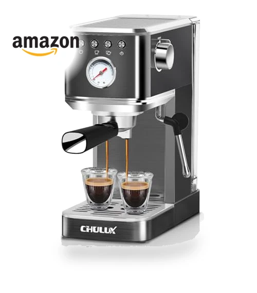 Slim Espresso Machine with Milk Frother Steam Wand, 20 Bar Professional Italian Pump — Coffee & Espresso Combos, CHULUX