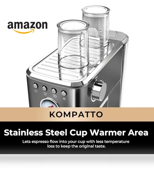 Slim Espresso Machine with Milk Frother Steam Wand, 20 Bar Professional Italian Pump — Coffee & Espresso Combos, CHULUX