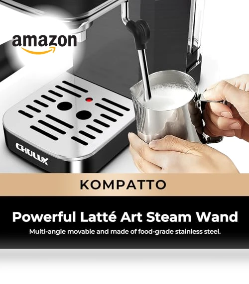 Slim Espresso Machine with Milk Frother Steam Wand, 20 Bar Professional Italian Pump — Coffee & Espresso Combos, CHULUX