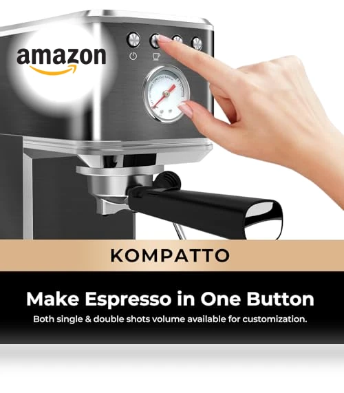 Slim Espresso Machine with Milk Frother Steam Wand, 20 Bar Professional Italian Pump — Coffee & Espresso Combos, CHULUX