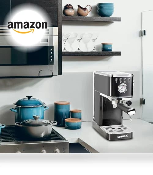 Slim Espresso Machine with Milk Frother Steam Wand, 20 Bar Professional Italian Pump — Coffee & Espresso Combos, CHULUX