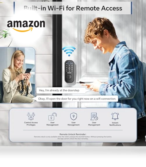 Smart Lock with Built-in Wi-Fi, Fingerprint, and Doorbell — Smart Home Security, OKIBB