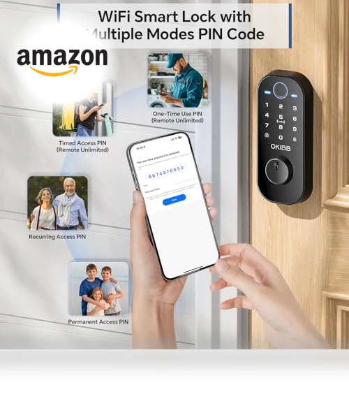 Smart Lock with Built-in Wi-Fi, Fingerprint, and Doorbell — Smart Home Security, OKIBB
