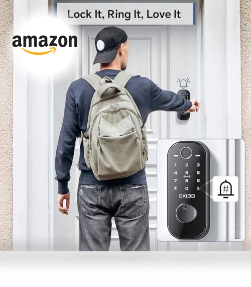 Smart Lock with Built-in Wi-Fi, Fingerprint, and Doorbell — Smart Home Security, OKIBB