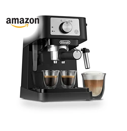 Manual Espresso Machine with Milk Frother, 15 Bar Pump Pressure — Coffee & Espresso Combos, De'Longhi
