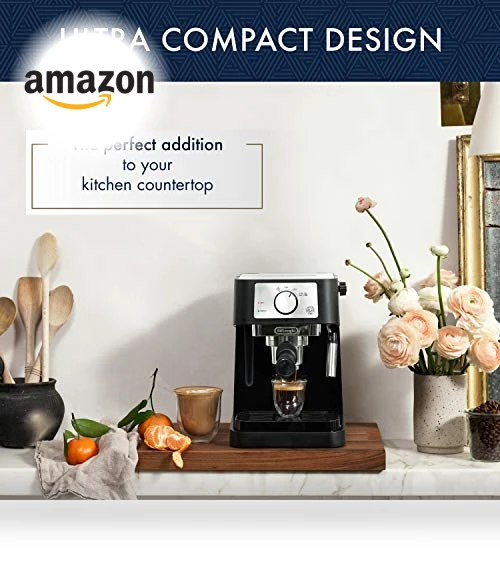 Manual Espresso Machine with Milk Frother, 15 Bar Pump Pressure — Coffee & Espresso Combos, De'Longhi