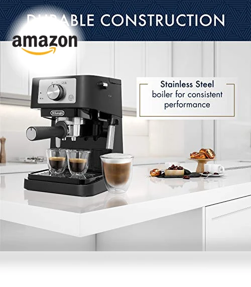 Manual Espresso Machine with Milk Frother, 15 Bar Pump Pressure — Coffee & Espresso Combos, De'Longhi