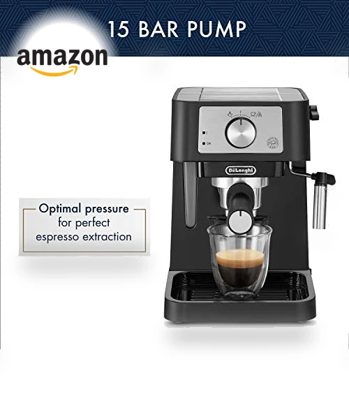 Manual Espresso Machine with Milk Frother, 15 Bar Pump Pressure — Coffee & Espresso Combos, De'Longhi