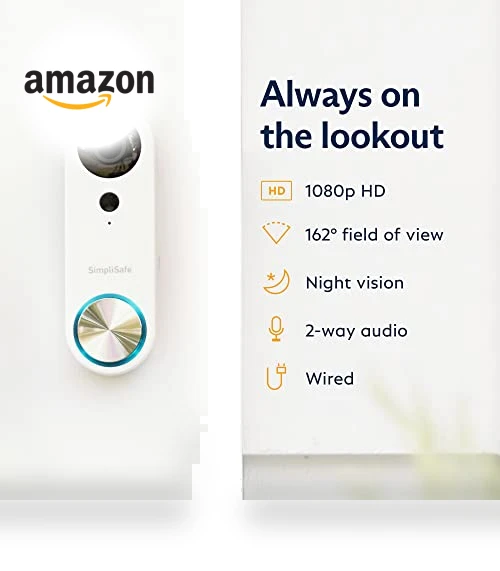 Wired Doorbell Camera, 1080p - Compatible with Home Security System — Smart Home Security, SimpliSafe