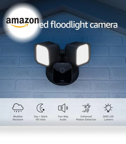 Wired Floodlight Camera - Smart security camera with 2600 lumens, HD live view, motion detection, built-in siren — Smart Home Security, Blink