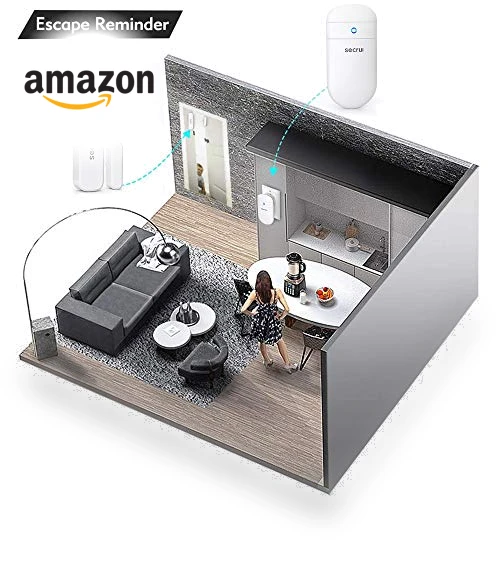 Wireless Door Open Sensor Chime with Adjustable Volume, 400ft Range, 52 Chimes — Chimes, SECRUI
