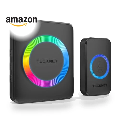 Wireless Doorbell with 1300ft Range, 60 Chimes, IP65 Waterproof — Kits, TECKNET