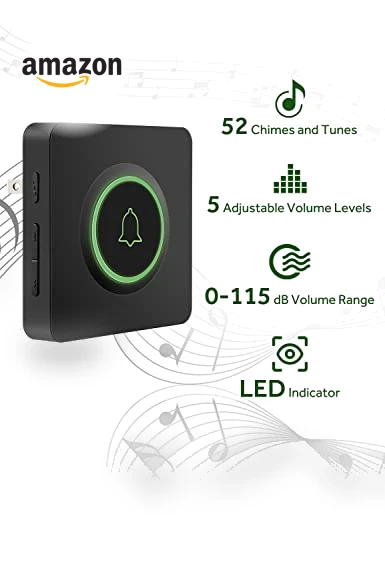 Wireless Doorbell with 1300 Feet Range, 56 Melodies & Waterproof Design — Push Buttons, AVANTEK