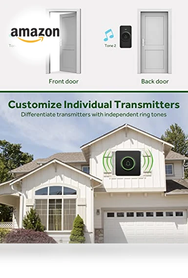 Wireless Doorbell with 1300 Feet Range, 56 Melodies & Waterproof Design — Push Buttons, AVANTEK