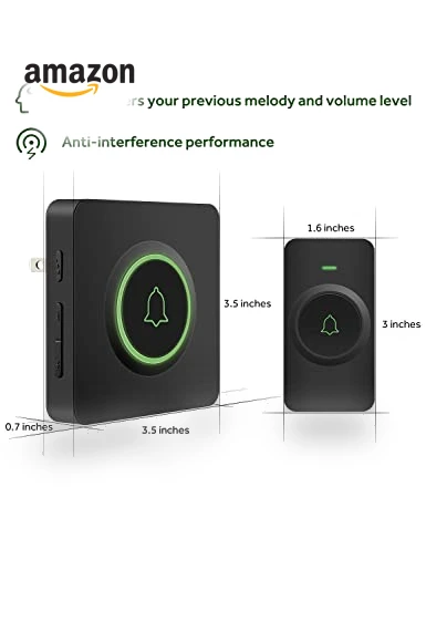Wireless Doorbell with 1300 Feet Range, 56 Melodies & Waterproof Design — Push Buttons, AVANTEK