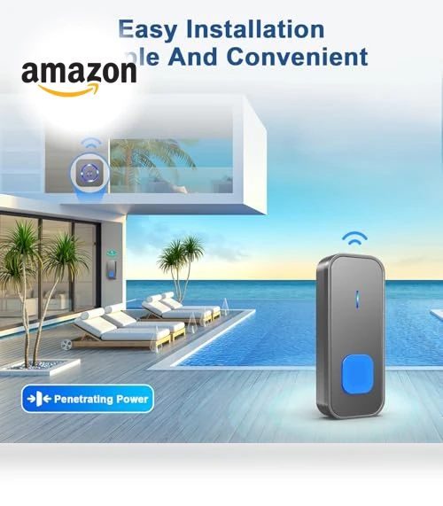 Wireless Doorbell with 3 Receivers, IP55 Waterproof, 1300 FT Range, 55 Chimes — Kits, SURFOU