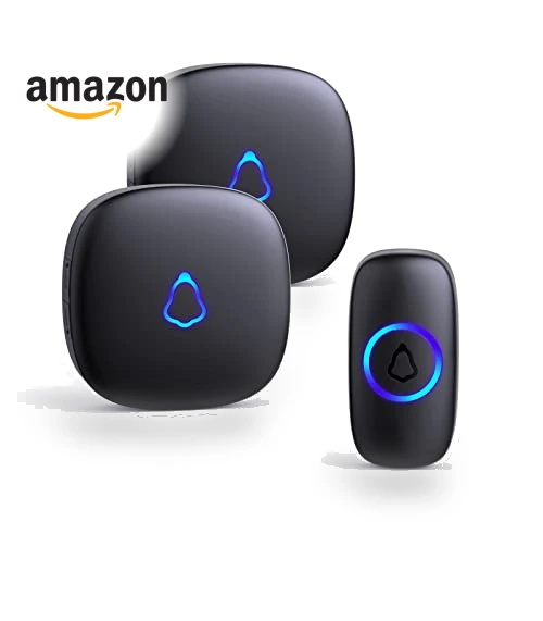 Wireless Doorbell with 2 Receivers, Adjustable Volume, 58 Chimes, 1000Ft Range — Push Buttons, SECRUI