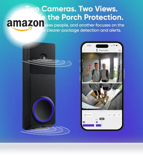 Wireless Duo Cam Video Doorbell with Chime, 2K Full HD, Color Night Vision — Smart Home Security, Wyze