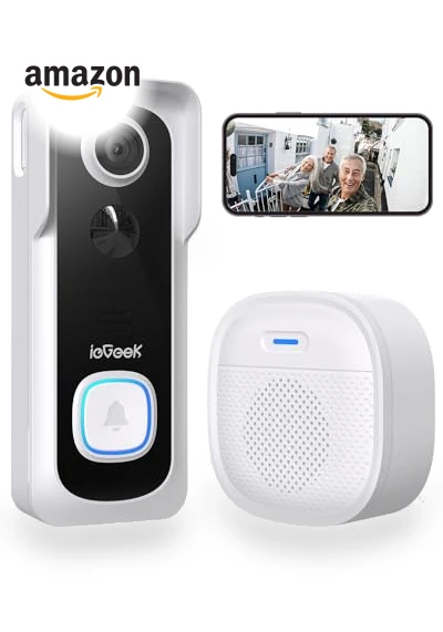Wireless Video Doorbell with Chime, 1080P FHD, Voice Changer, PIR Motion Detection — Kits, iegeek