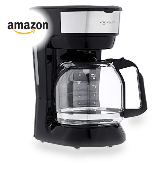 12-Cup Coffee Maker with Reusable Filter, Black & Stainless Steel — Coffee Makers, Amazon Basics