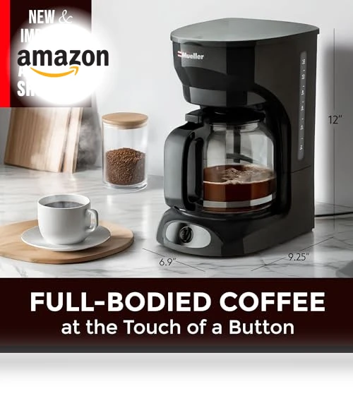 12-Cup Drip Coffee Maker with Borosilicate Carafe and Auto-Off — Carafes & Pitchers, MUELLERHOME