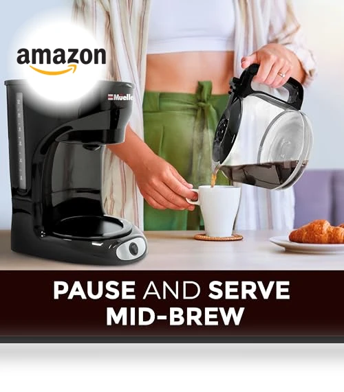 12-Cup Drip Coffee Maker with Borosilicate Carafe and Auto-Off — Carafes & Pitchers, MUELLERHOME