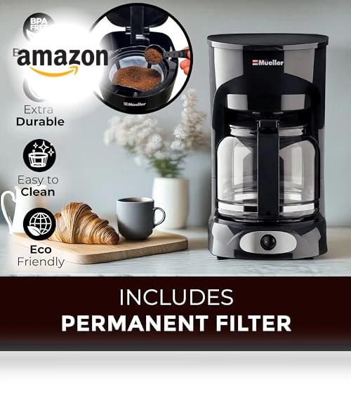 12-Cup Drip Coffee Maker with Borosilicate Carafe and Auto-Off — Carafes & Pitchers, MUELLERHOME