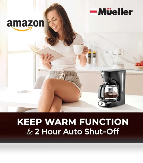 12-Cup Drip Coffee Maker with Borosilicate Carafe and Auto-Off — Carafes & Pitchers, MUELLERHOME