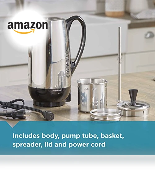 12 Cup Electric Coffee Percolator with Stainless Steel Basket — Electric Coffee Brewers, Farberware