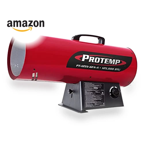 125,000 BTU Propane Forced Air Heater for Large Spaces — Portable Propane Heaters, Pro-Temp