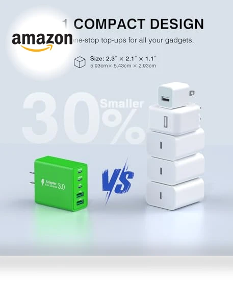 50W USB C Fast Charger Block, 5-Port Type C Wall Charger Brick — Charging Solutions, Qwinjwin
