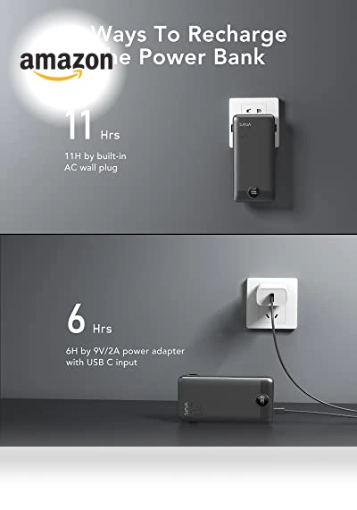 20000mAh Fast Charging Power Bank with Built-in Cables and Wall Plug — Charging Solutions, VRURC