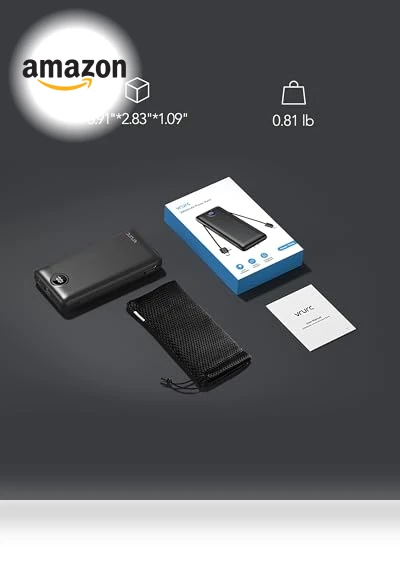 20000mAh Fast Charging Power Bank with Built-in Cables and Wall Plug — Charging Solutions, VRURC