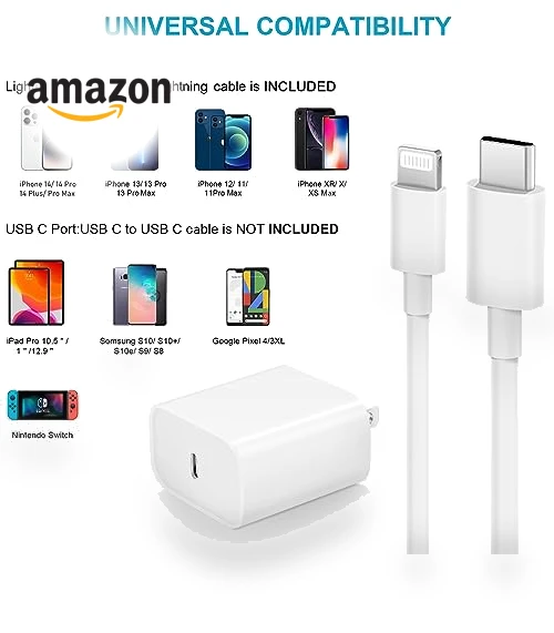 20W USB C Fast Charger with 6FT Cable for iPhone — Charging Solutions, STAMISH