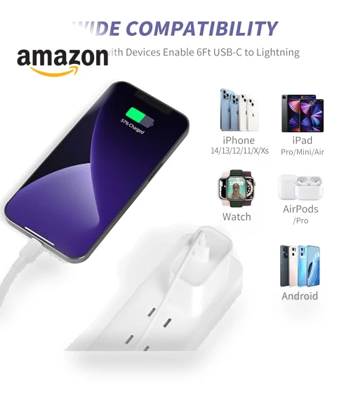 Fast Charging Kit with 20W PD Charger and 6FT USB-C to Lightning Cable — Lightning, MAILESI