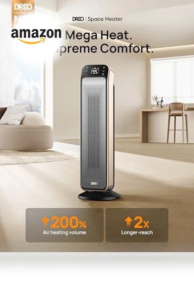 Space Heater for Indoor Use, Fast Electric Heater with Remote and Thermostat — Heater Spare Components, Dreo