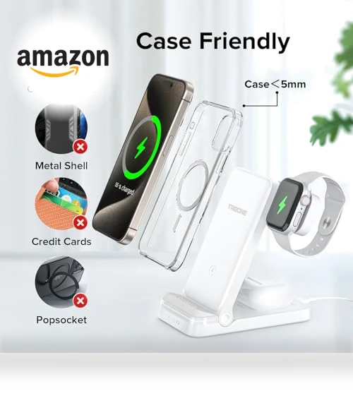 3 in 1 Foldable Fast Wireless Charger for iPhone, Apple Watch, AirPods — Lightning, Tribone