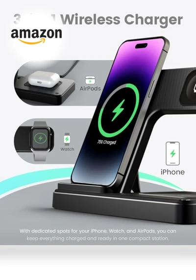 3 in 1 Wireless Charging Station for iPhone, Apple Watch, AirPods — Charging Solutions, GETPALS